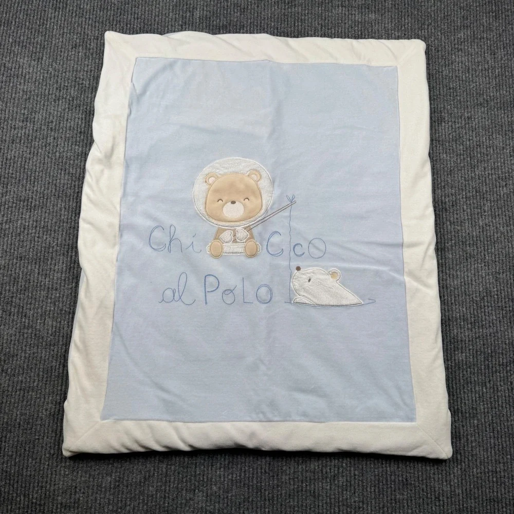 Chicco Baby Play Mat Cover Blue Bear Mouse Snap Closure Soft Padded Infant WP834